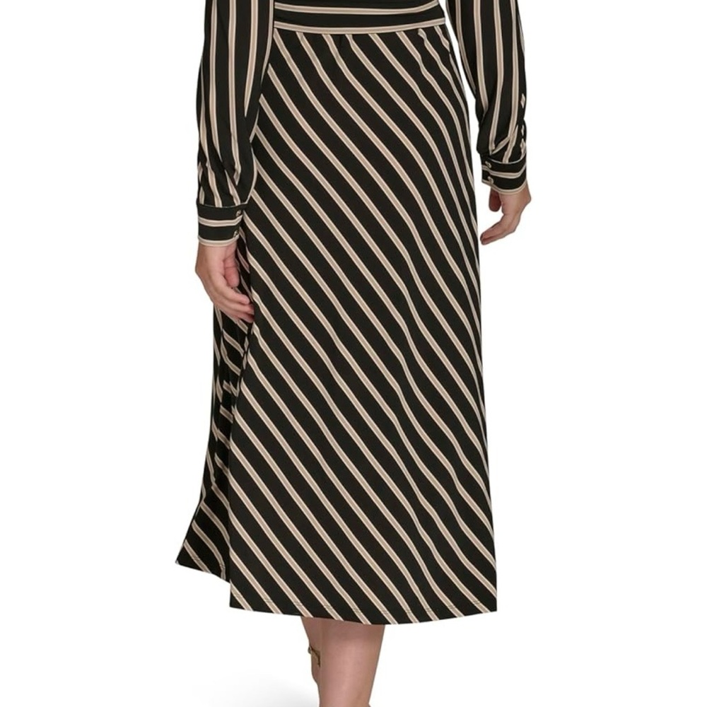 Tommy Hilfiger Black and Cream Striped Long Sleeve Dress - Picture 4 of 7
